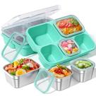 Caixa de Lanches BiuLeon Snackle Aço Inoxidável 5 Compartimentos Verde Caixa de Lanches BiuLeon Snackle Aço Inoxidável 5 Compartimentos Verde