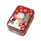 Caixa de lata para guloseimas com design de boneco de neve com tema de Natal 12,2x8,5x4,4 cm