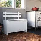 Caixa de Lenha Baú Multiuso com Encosto e Assento 73cm Completa Móveis CL001 Suporta 60kg Cor Branco