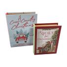 Caixa de Livro Decoração de Natal Enfeite Porta Objeto 2 Tamanhos / 28x22x7cm / 22x17x6cm