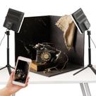 Caixa de luz de estúdio fotográfico BYSTONE Upgrade 40x40cm com luzes LED