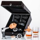 Caixa de madeira com kit para fumantes de uísque e tocha, 2 copos Rocks