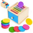 Caixa de moedas Montessori Toy FCSONU para crianças de 1 a 3 anos com gaveta