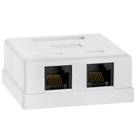 Caixa de montagem em superfície Comple de 2 portas Cat5e RJ45 para Ethernet branca