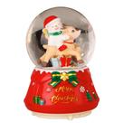 Caixa de música de Natal Snow Globe com renas e boneco de neve