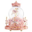 Caixa de música Snow Globe Musfunny Carousel com LED que muda de cor