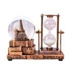 Caixa de música vintage Torre Eiffel com LED, globo de cristal e temporizador