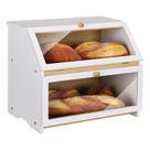 Caixa de pão HOMEKOKO de dupla camada de grande capacidade de bambu branca