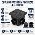 Caixa De Passagem Inspeção Esgoto Gordura Elétrica Grande 4,5 litros com Tampa Plástica Kit de 03 peças