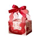 Caixa de presente com design floral vermelho pequeno com alça de fita 9x6x5,5cm