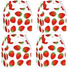 Caixa de presente com padrão de morango, 4 peças com alça, papel de 15x9x8cm