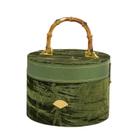 Caixa de presente de veludo verde de luxo com alça de bambu 8,5x12cm Caixa de presente de veludo verde de luxo com alça de bambu 8,5x12cm