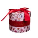 Caixa de presente Elegant Muse Floral redonda 18x15,6 cm com fita vermelha Caixa de presente Elegant Muse Floral redonda 18x15,6 cm com fita vermelha