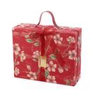 Caixa de presente elegante arte floral vermelha com alça e fita 20,5 cm