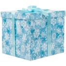 Caixa de presente Jaywayang Floco de neve azul de 25 cm com fita