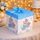 Caixa De Presente Média 22 x 22 x 22cm Com Laço - Aniversário Festa Balões Felicidades Comemoração