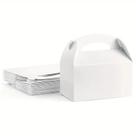 Caixa de presente, papel kraft branco com alça, 10 peças, 12x6x8cm