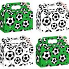 Caixa de presente, tema de futebol, 4 peças de 15x9x8cm com alça de papelão branco