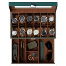 Caixa de relógio ProCase 12 slots 34x19x14cm em couro PU verde