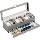 Caixa de relógio ProCase 6 slots 32,5x11x11cm cinza com gaveta