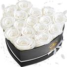 Caixa de Rosas Preservadas em Formato de Coração - 16 Peças