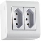 Caixa de Sobrepor 2 Tomadas 2P+T 10A 250V Tramontina Branca Caixa de Sobrepor 2 Tomadas 2P+T 10A 250V Tramontina Branca