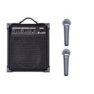 Caixa De Som Amplificada Multi Uso Lx60 + 2 Microfone C/ Fio