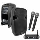 Caixa De Som Ativa 12 Polegadas 350w Rms Com Mixer 4 Canais + 2 Microfones Sem Fio