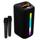 Caixa de Som Bluetooth 100W RMS Karaokê 2 Microfones Sem Fio Portátil Funções TWS RGB SomBox