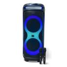 Caixa de Som Bluetooth 300W Portátil com Rodinhas Karaokê USB AUX Bateria 10ah 2 Microfones