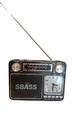 Caixa de som bluetooth AM-FM retrô com relógio lanterna e antena SBASS
