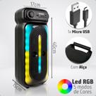 Caixa de Som Bluetooth Grande 20W LED RGB, Karaokê com Microfone Controle e Cartão SD