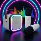 Caixa de Som Bluetooth K12 + 2 Microfones Karaokê Portátil com LED RGB Caixa de Som Bluetooth K12 + 2 Microfones Karaokê Portátil com LED RGB
