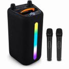 Caixa de Som Bluetooth Karaokê 100W RMS TWS LED RGB com 2 Microfones Sem Fio SomBox Portátil