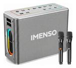 Caixa De Som Imenso X32 120w Tws Rgb 2 Microfones Sem Fio Prateado