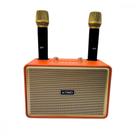 Caixa de Som Karaokê sem fio Bluetooth com 02 Microfones Cor:Laranja Caixa de Som Karaokê sem fio Bluetooth com 02 Microfones Cor:Laranja