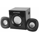 Caixa de Som preta com Subwoofer 2.1 USB 7W RMS Mymax