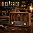 Caixa De Som Retrô Estilo Radio Classico FM AM SW USB AUX Bateria Interna 110V 220V Com Antena Caixa De Som Retrô Estilo Radio Classico FM AM SW USB AUX Bateria Interna 110V 220V Com Antena