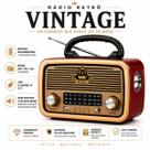 Caixa De Som Retrô Vintage AM FM SW Rádio Portátil Bluetooth USB Cartão TF Som Premium Clássico Caixa De Som Retrô Vintage AM FM SW Rádio Portátil Bluetooth USB Cartão TF Som Premium Clássico