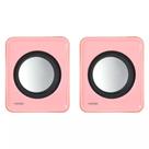 Caixa de Som Rosa Para Setup Gamer Computador e Notebook Acer Dell Samsung 5v 1w 2x P2 2.0 Com Controle Volume