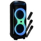 Caixa de Som Sem Fio Tomate MTS1010 300W, 2x Woofers 8, Bateria 12V 10Ah, Bluetooth AUX USB MicroSD, Tela Digital, 2 Microfones Sem Fio