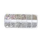 Caixa De Strass Para Unhas Com 12 Compartimentos, Pedras De Cristal AB Com Organizador De