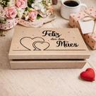 Caixa Decorada Embalagem Presente Tema Mensagens Mães em MDF Cru Dobradiça 26x19x6