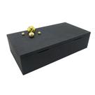 Caixa Decorativa Couro Preto Menor Enfeite Esferas