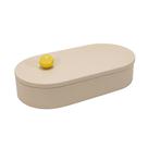 Caixa Decorativa Couro Texturizado Oval Enfeite Esfera Metal