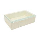Caixa Decorativa Em MDF com Revestimento em PU Creme e Tampa de Vidro G