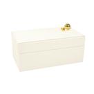 Caixa Decorativa em MDF Com Revestimento Off White em Pu Com Esfera Dourada 16x18,5x12,5cm