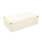 Caixa Decorativa em MDF Com Revestimento Off White em Pu e Metal Dourado 15x17,5x18cm