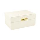 Caixa Decorativa em MDF Com Revestimento Off White em Pu e Metal Dourado 16,5x23x10cm