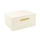 Caixa Decorativa em MDF Com Revestimento Off White em Pu e Metal Dourado 20x26x12,5cm